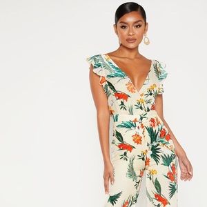 Floral Print Wide Leg Jumpsuit